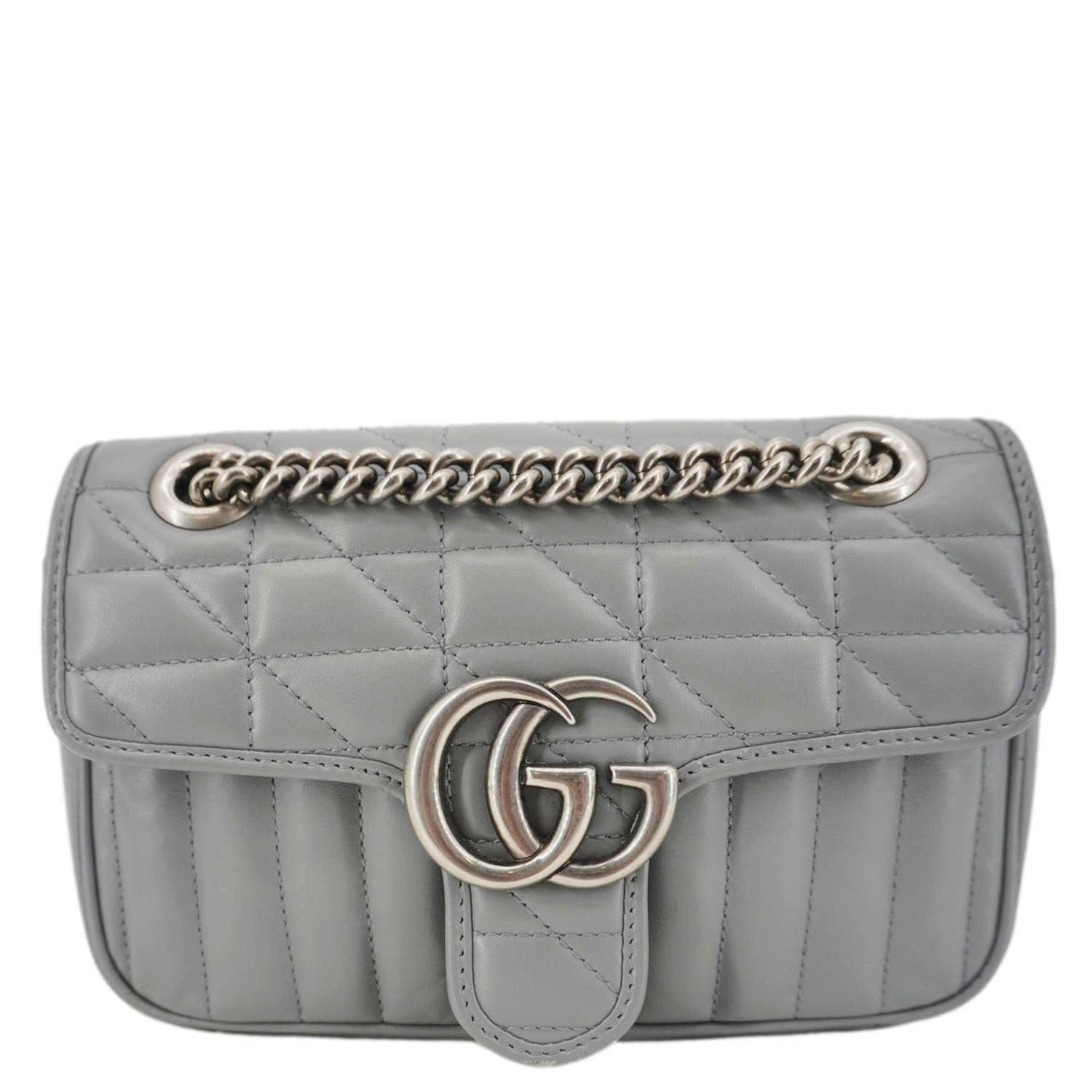 GUCCI Gucci Marmont Mini Matelasse Chevron Leather Shoulder Bag Gray 446744