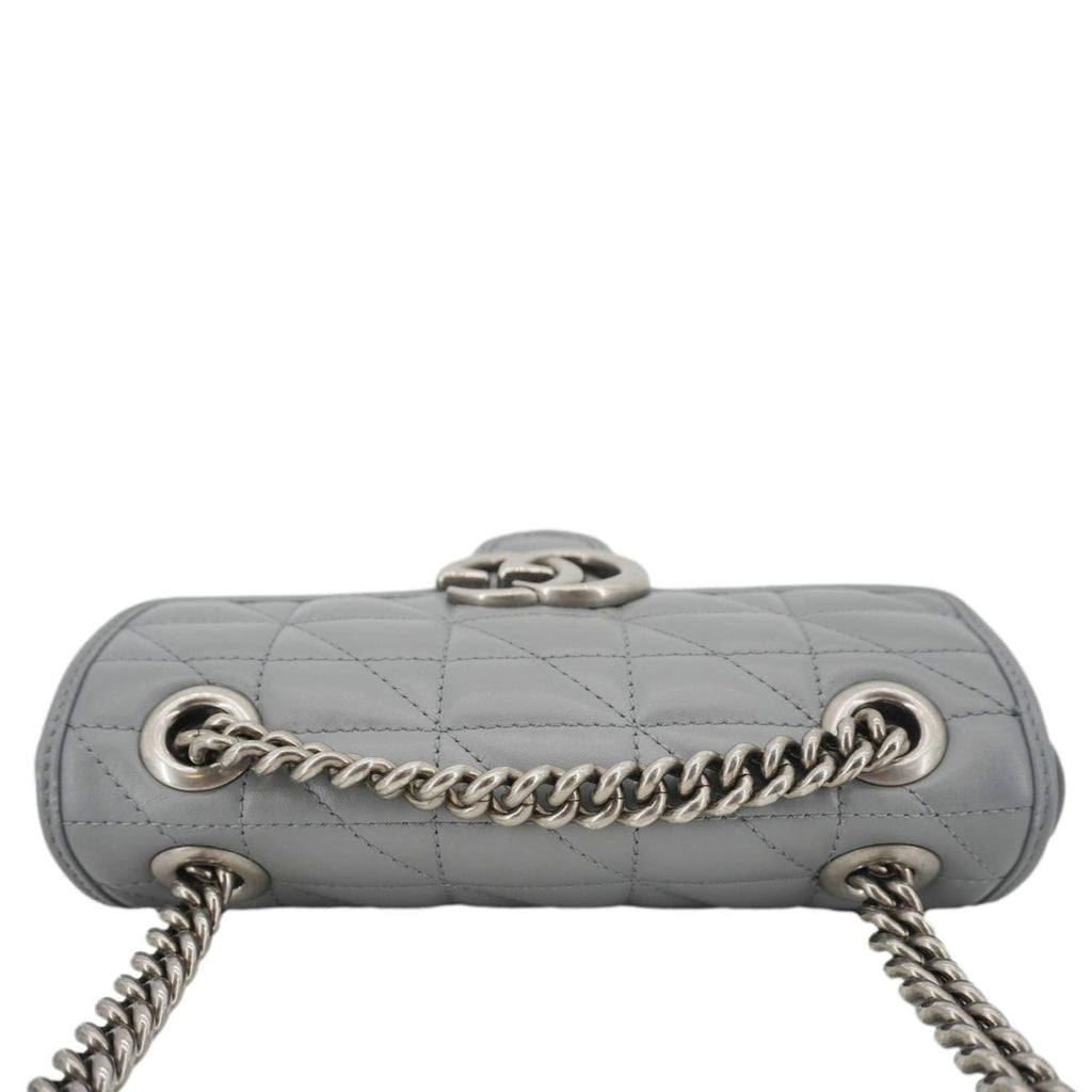 GUCCI Gucci Marmont Mini Matelasse Chevron Leather Shoulder Bag Gray 446744