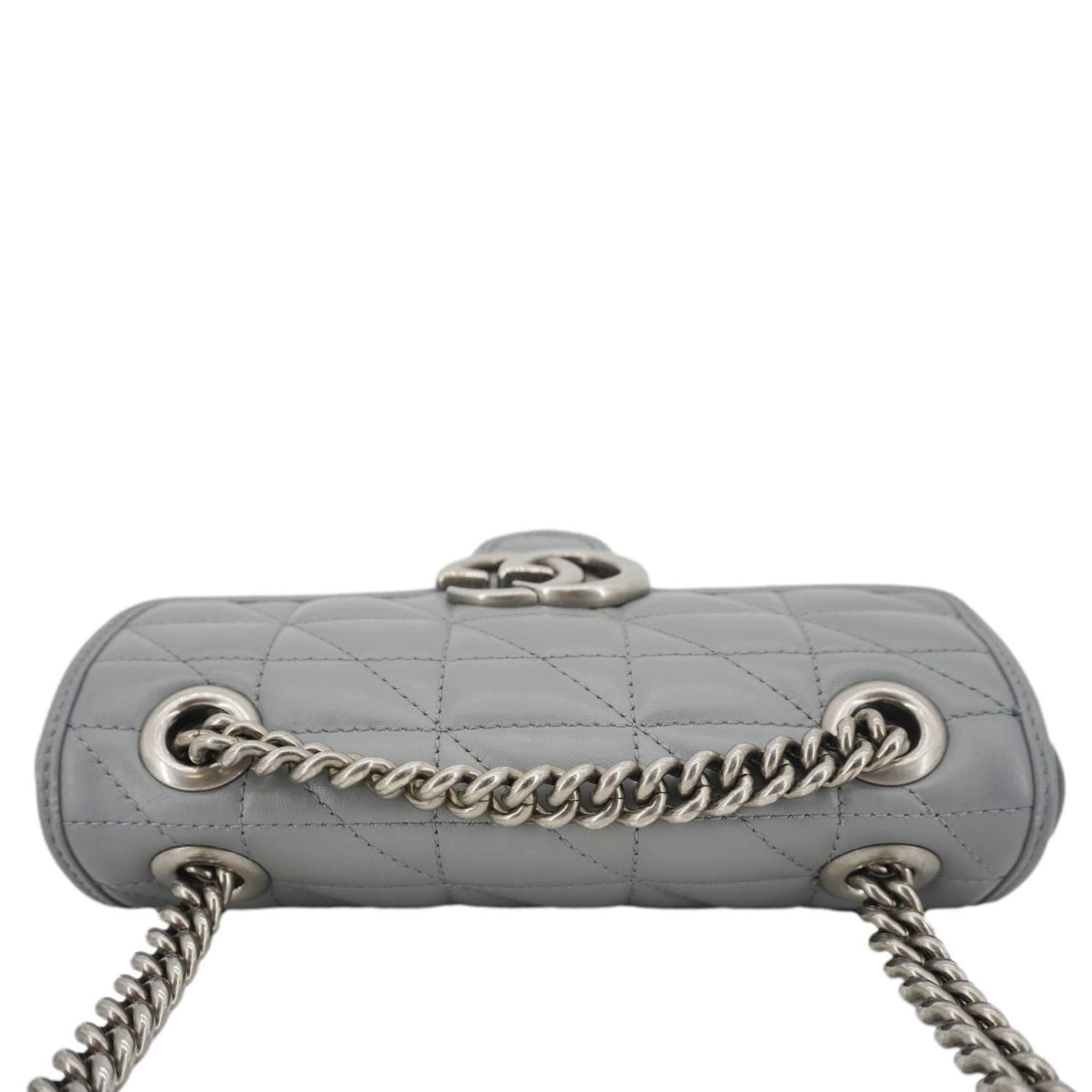 GUCCI Gucci Marmont Mini Matelasse Chevron Leather Shoulder Bag Gray 446744