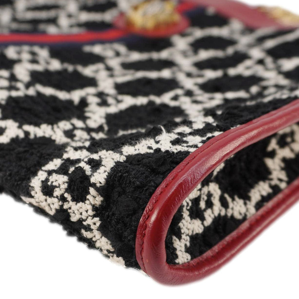 GUCCI Rajah Gucci Tweed Chain Tote Bag Black 537219