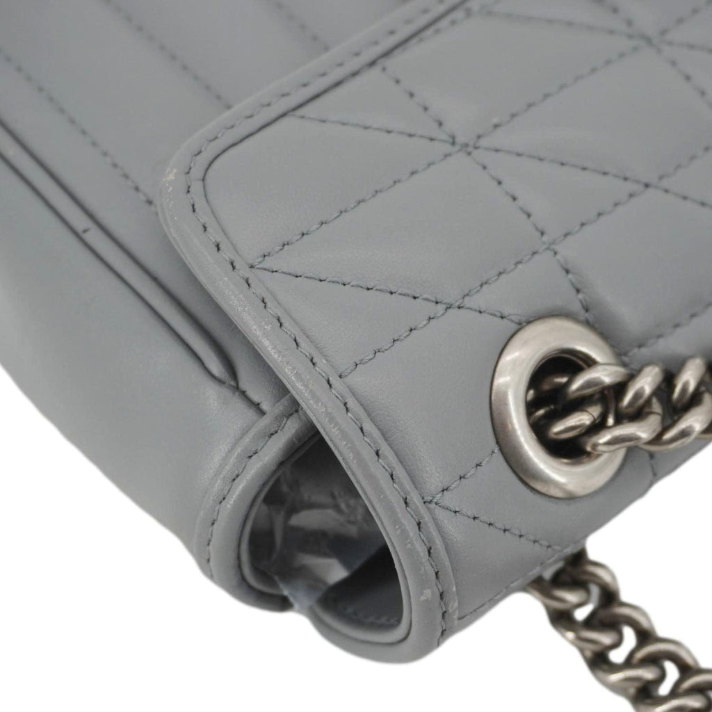 GUCCI Gucci Marmont Mini Matelasse Chevron Leather Shoulder Bag Gray 446744