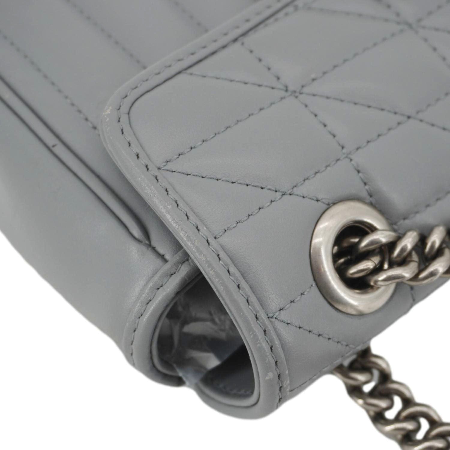 GUCCI Gucci Marmont Mini Matelasse Chevron Leather Shoulder Bag Gray 446744