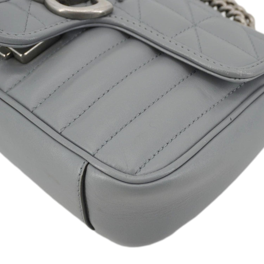 GUCCI Gucci Marmont Mini Matelasse Chevron Leather Shoulder Bag Gray 446744