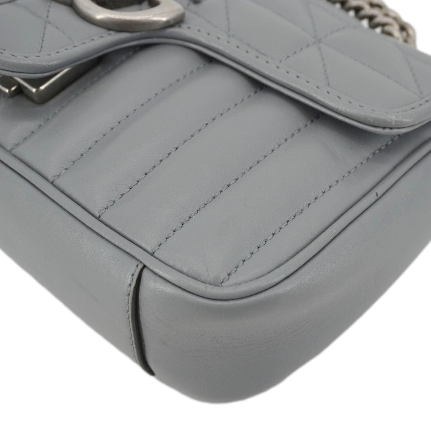 GUCCI Gucci Marmont Mini Matelasse Chevron Leather Shoulder Bag Gray 446744