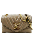LOUIS VUITTON New Wave Chain MM Calfskin Leather Shoulder Bag Taupe