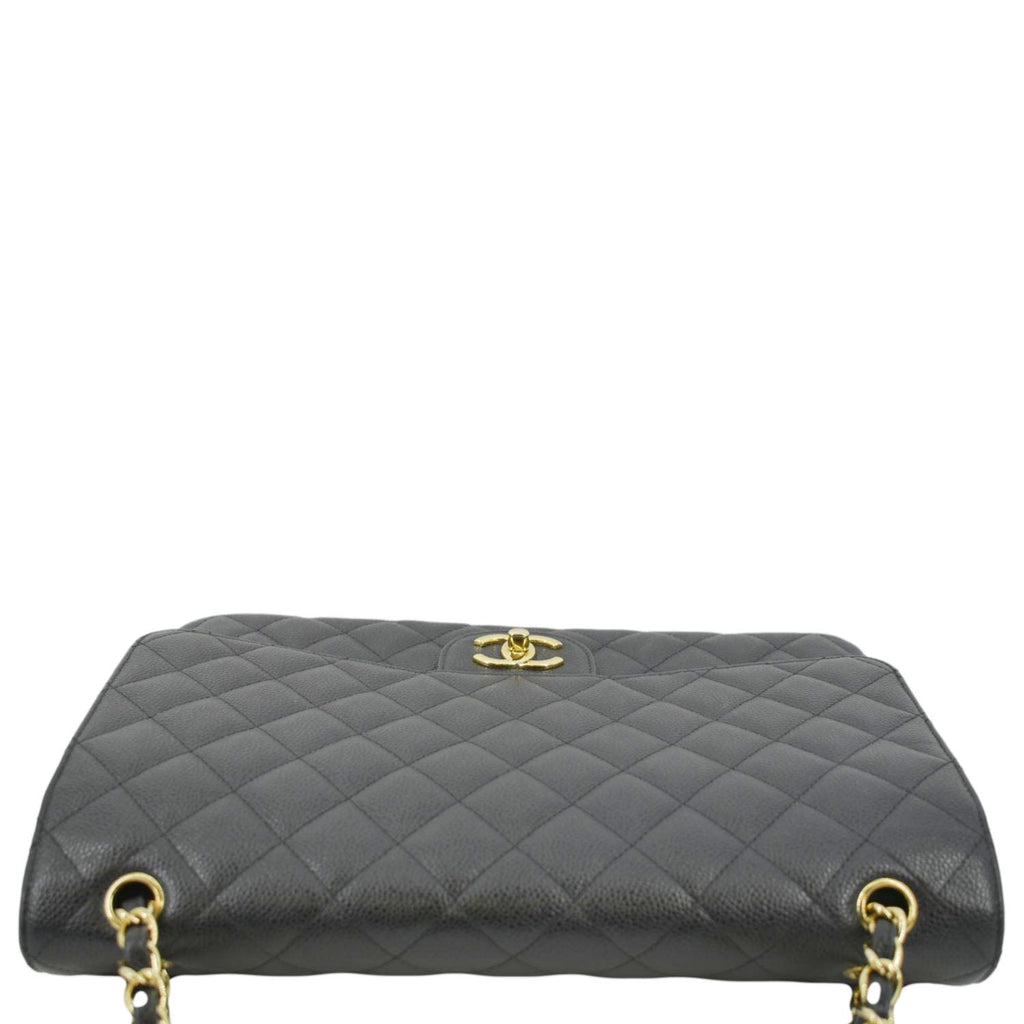 Chanel Classic Maxi Flap Quilted Caviar Leather Shoulder Bag Black