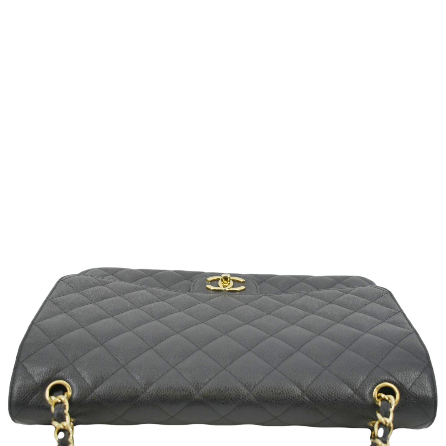 Chanel Classic Maxi Flap Quilted Caviar Leather Shoulder Bag Black