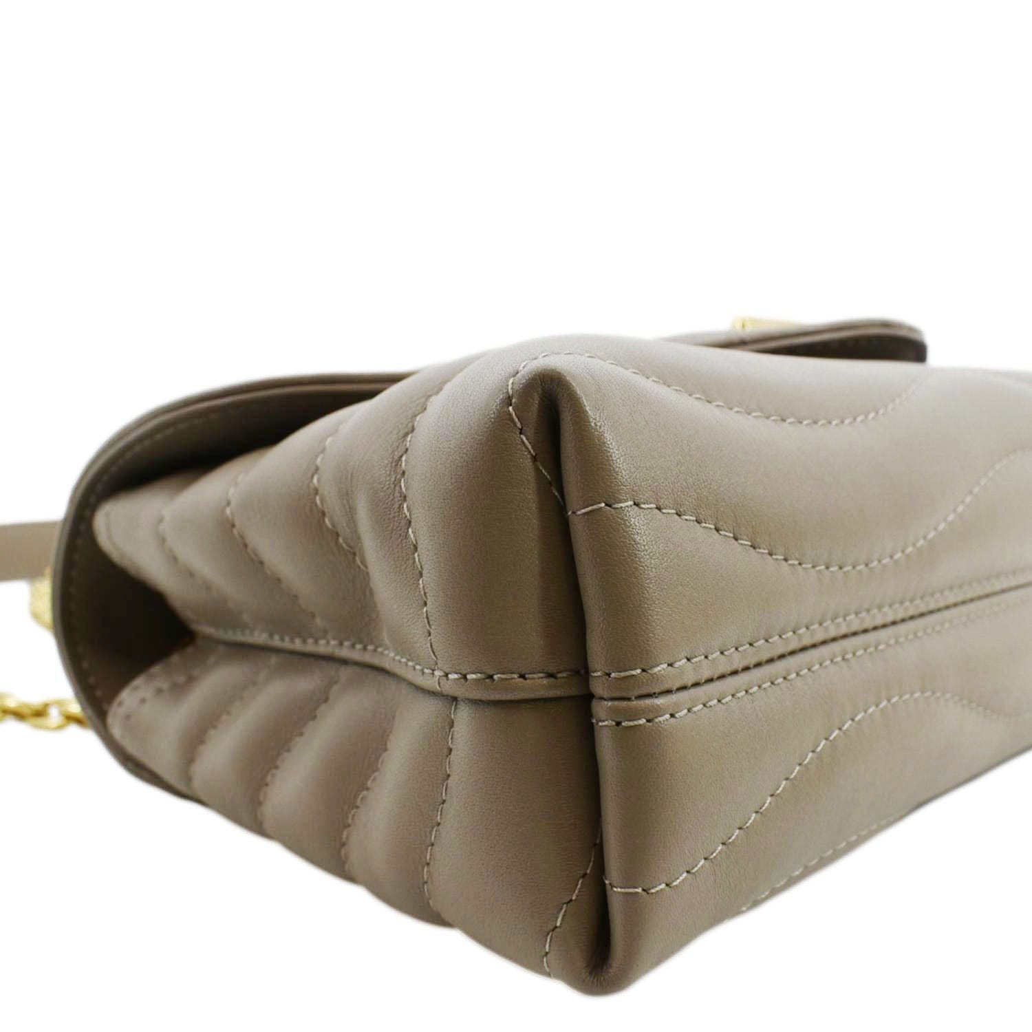 LOUIS VUITTON New Wave Chain MM Calfskin Leather Shoulder Bag Taupe