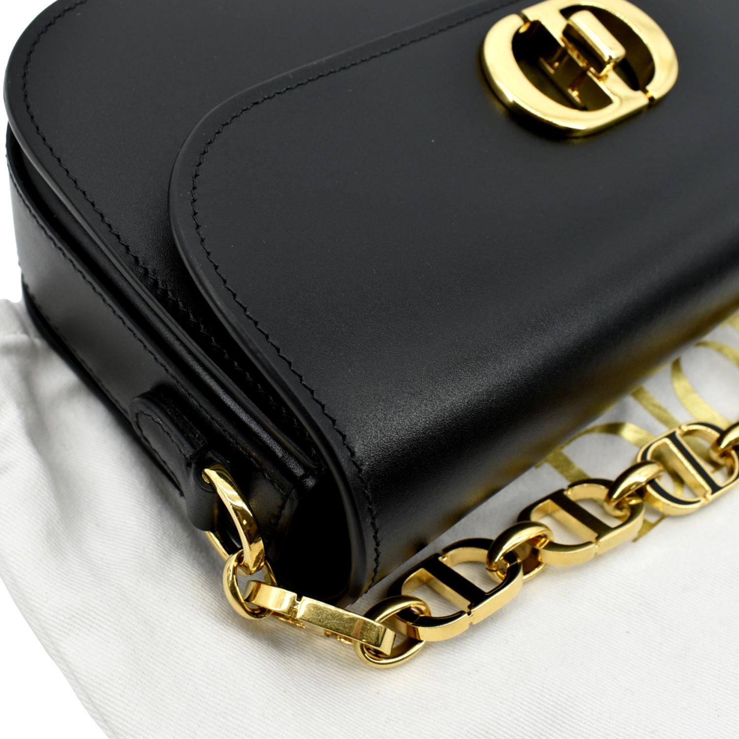 CHRISTIAN DIOR Montaigne Avenue Leather Shoulder Bag Black
