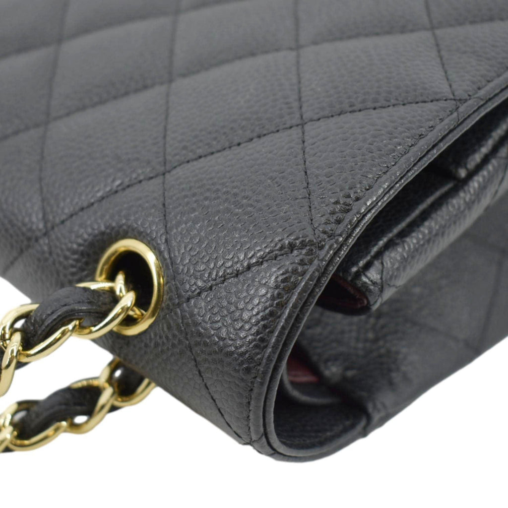 Chanel Classic Maxi Flap Quilted Caviar Leather Shoulder Bag Black