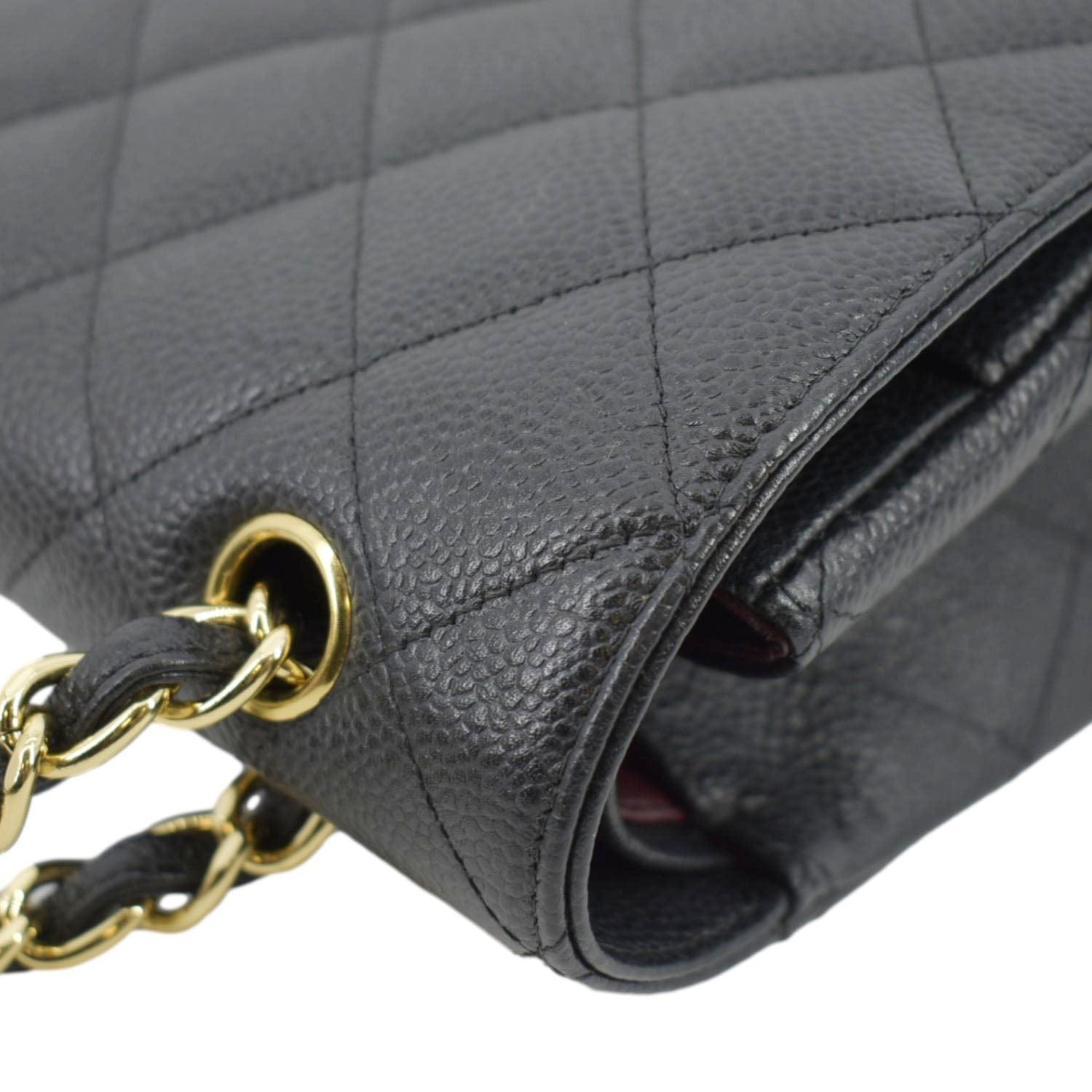 Chanel Classic Maxi Flap Quilted Caviar Leather Shoulder Bag Black