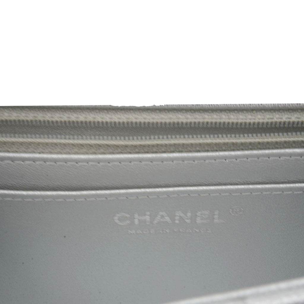 Chanel Rectangular Flap Mini Lambskin Leather Shoulder Bag Silver Metallic