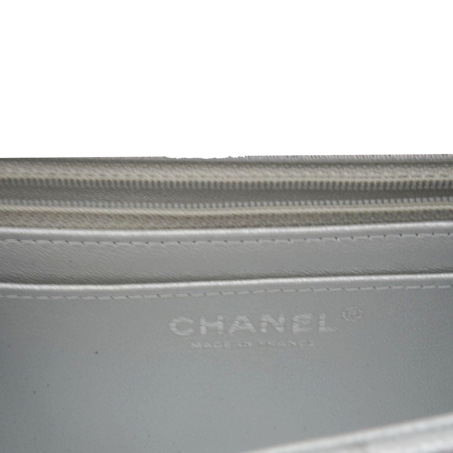 Chanel Rectangular Flap Mini Lambskin Leather Shoulder Bag Silver Metallic