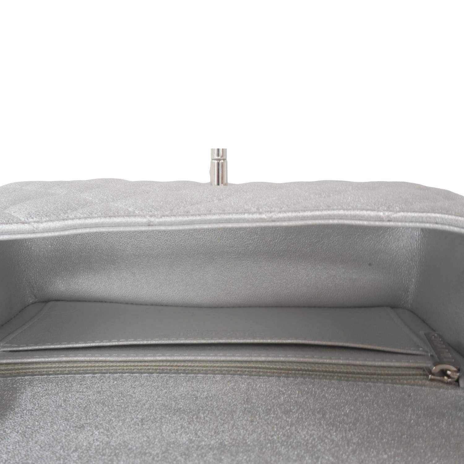 Chanel Rectangular Flap Mini Lambskin Leather Shoulder Bag Silver Metallic