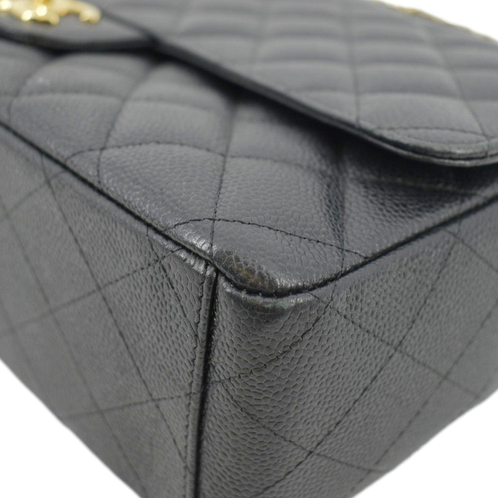 Chanel Classic Maxi Flap Quilted Caviar Leather Shoulder Bag Black