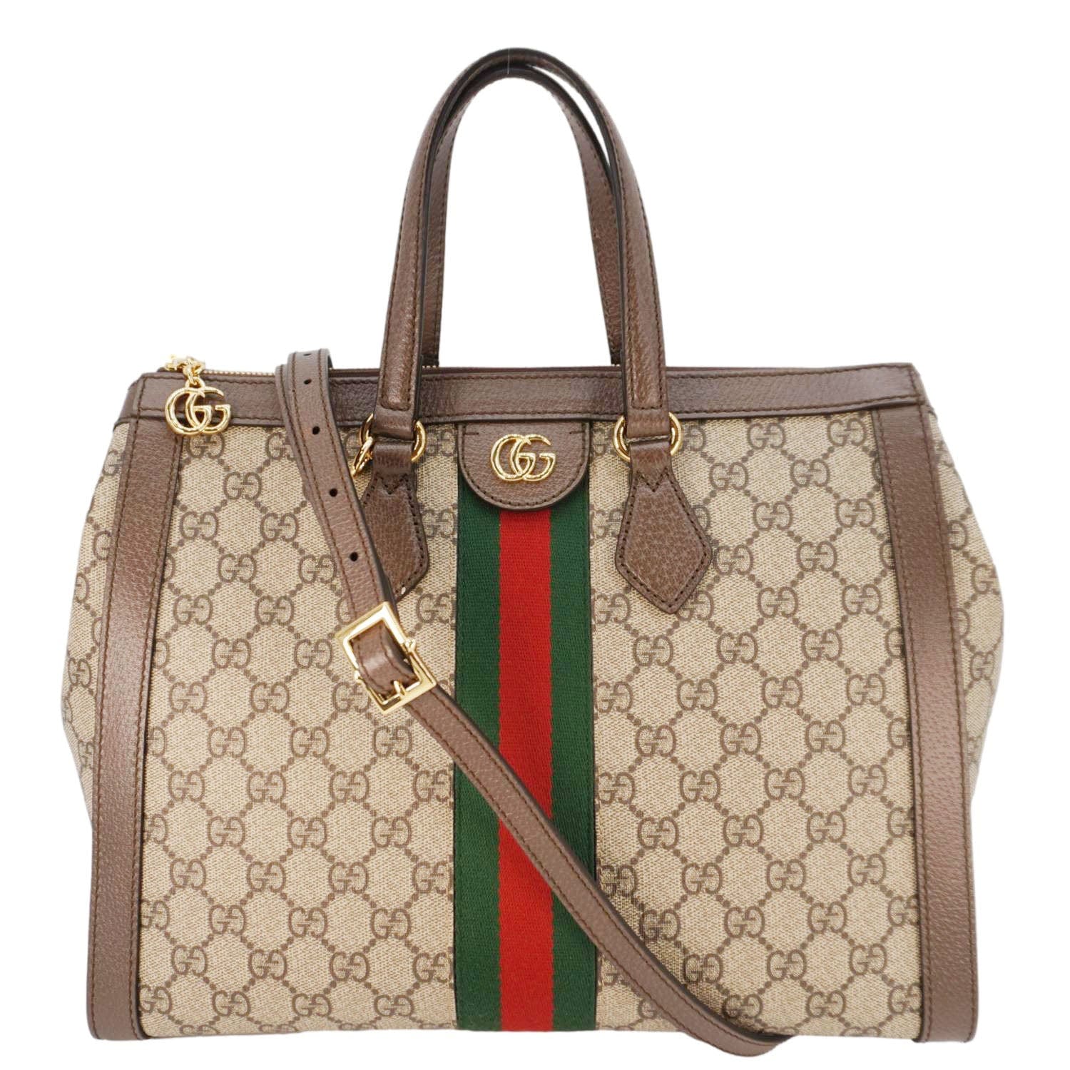 GUCCI Ophidia Medium Gucci Supreme Tote Shoulder Bag Beige 524537