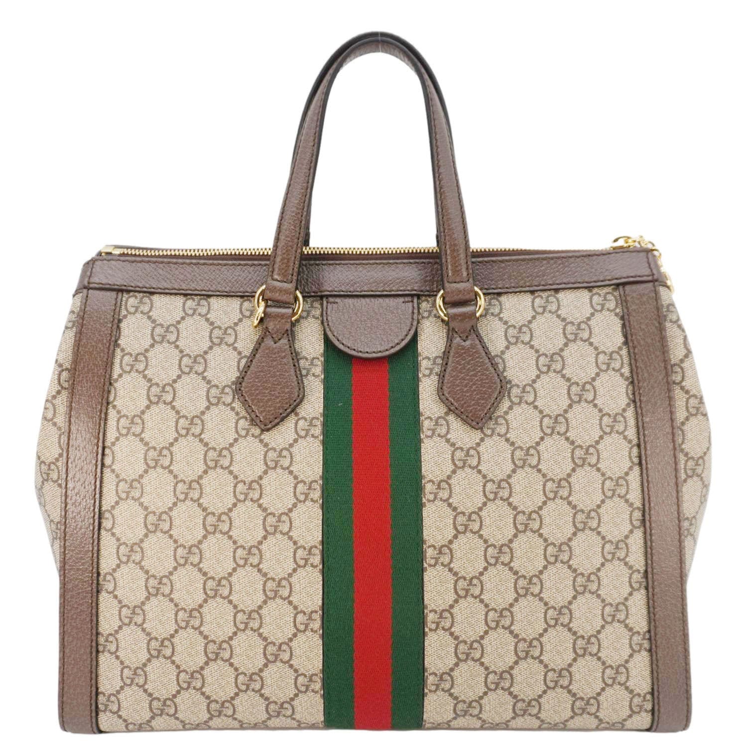 GUCCI Ophidia Medium Gucci Supreme Tote Shoulder Bag Beige 524537