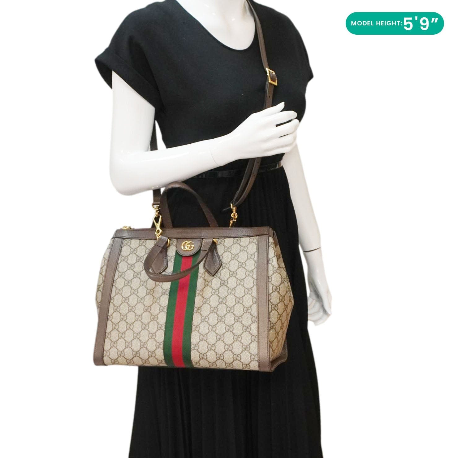 GUCCI Ophidia Medium Gucci Supreme Tote Shoulder Bag Beige 524537
