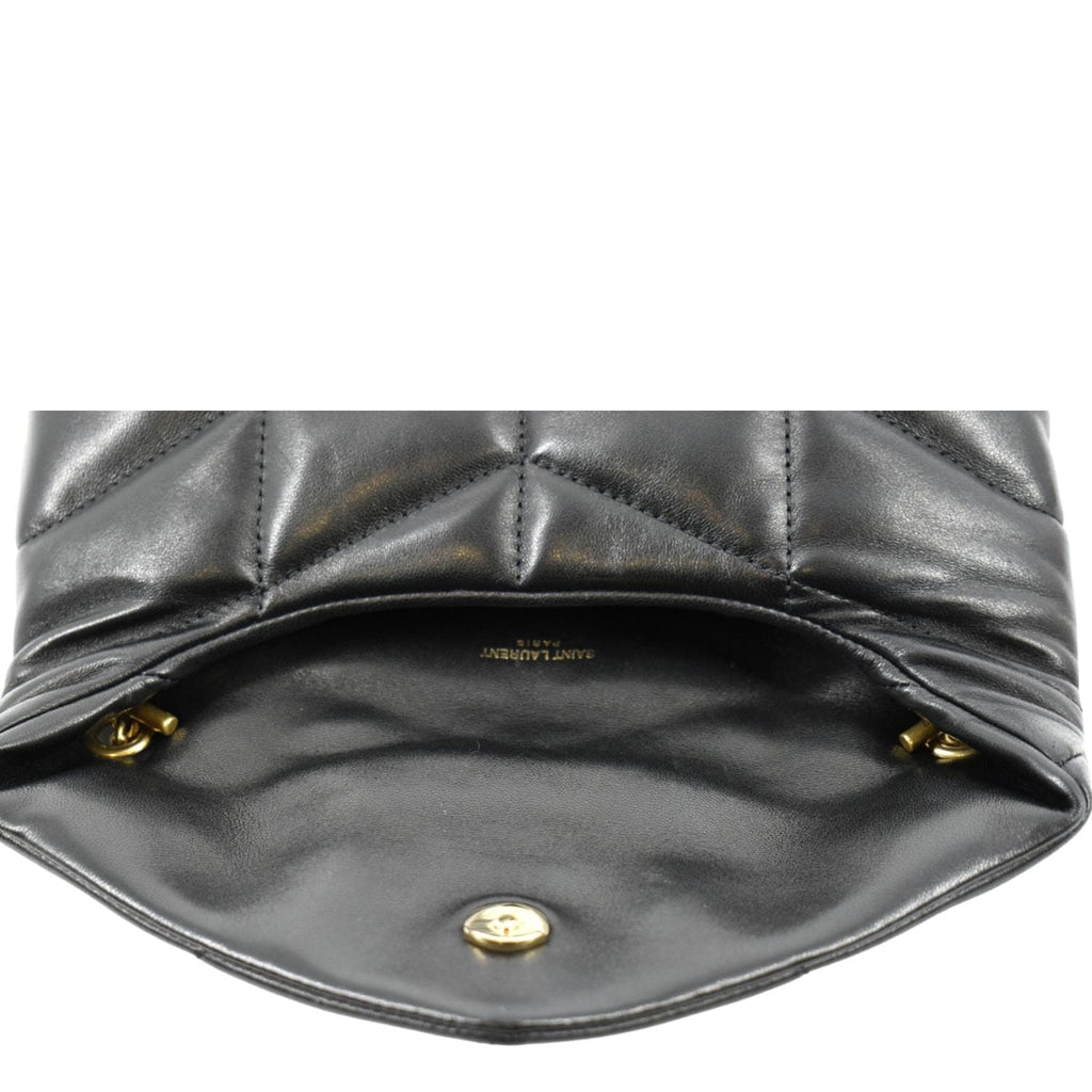 YVES SAINT LAURENT Toy Loulou Puffer Quilted Lambskin Leather Crossbody Bag Black