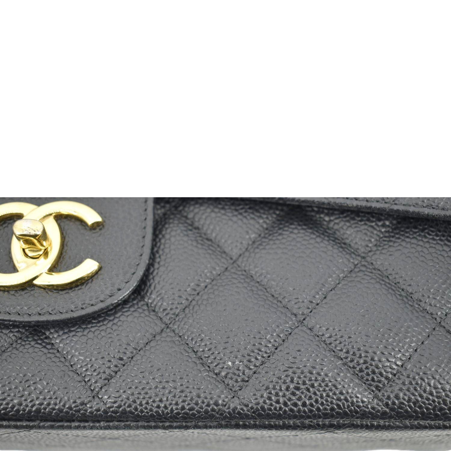 Chanel Classic Maxi Flap Quilted Caviar Leather Shoulder Bag Black