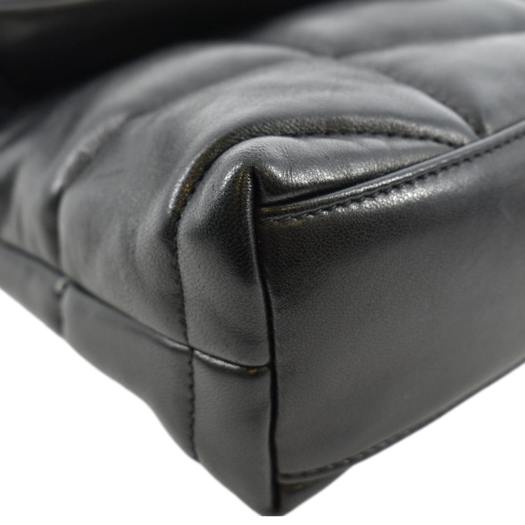 YVES SAINT LAURENT Toy Loulou Puffer Quilted Lambskin Leather Crossbody Bag Black