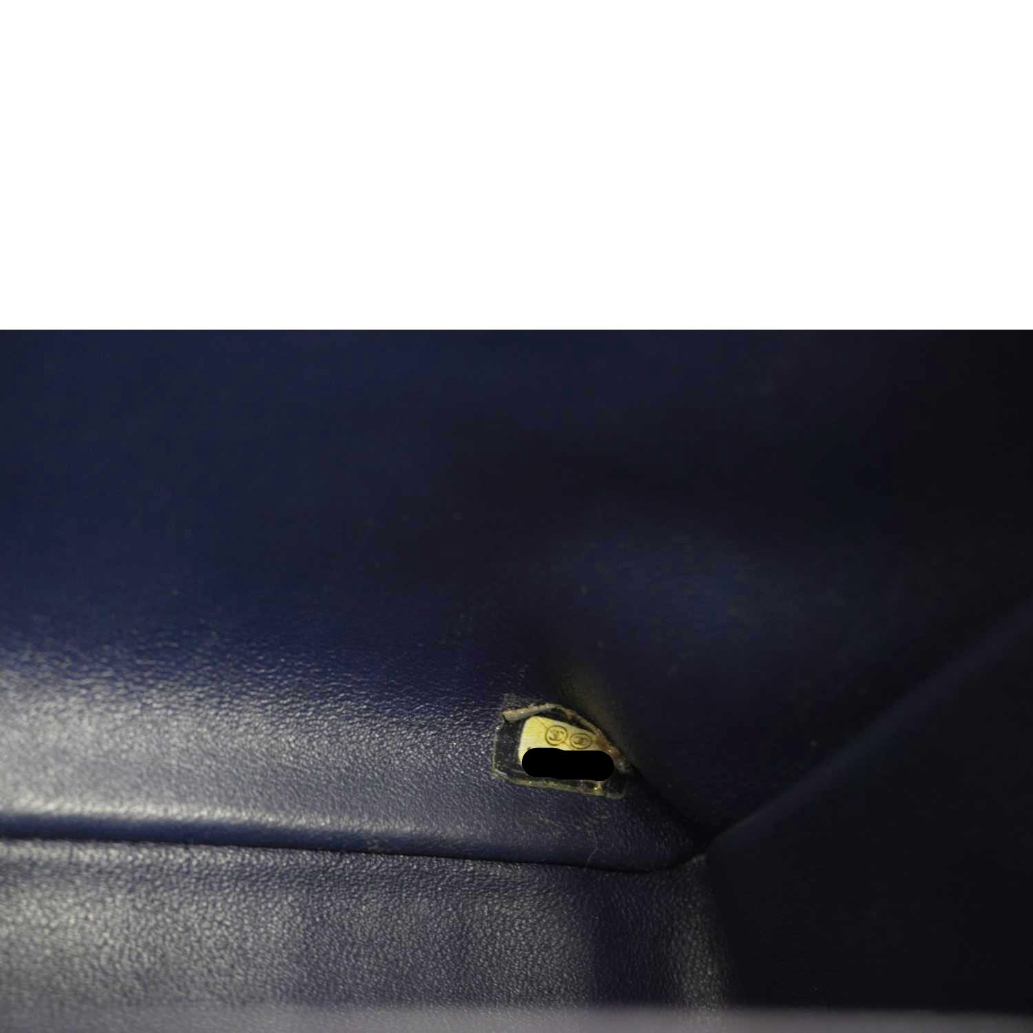 Chanel Classic Double Flap Quilted Patent Leather Shoulder Bag Navy Blue