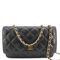 Chanel Wallet On Chain Quilted Caviar Leather Crossbody Bag Black