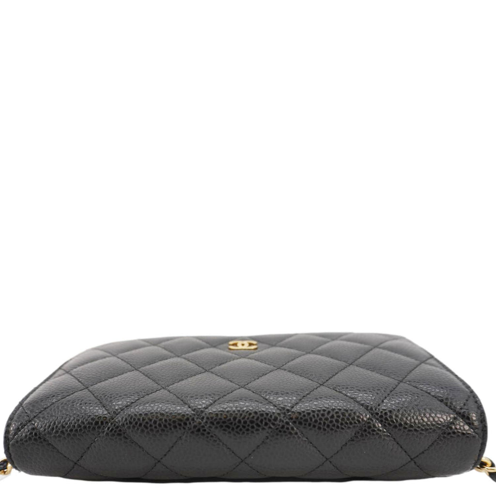 Chanel Wallet On Chain Quilted Caviar Leather Crossbody Bag Black