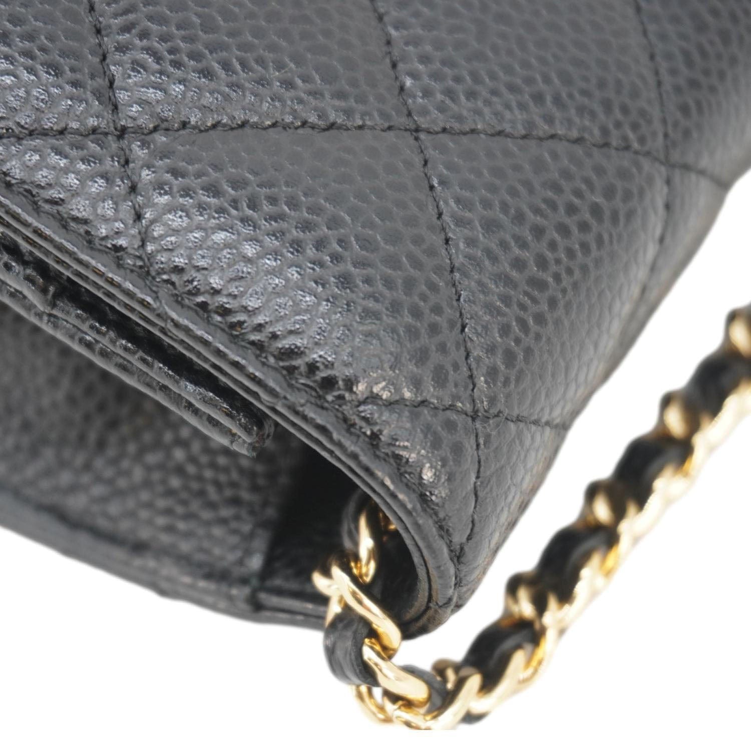 Chanel Wallet On Chain Quilted Caviar Leather Crossbody Bag Black