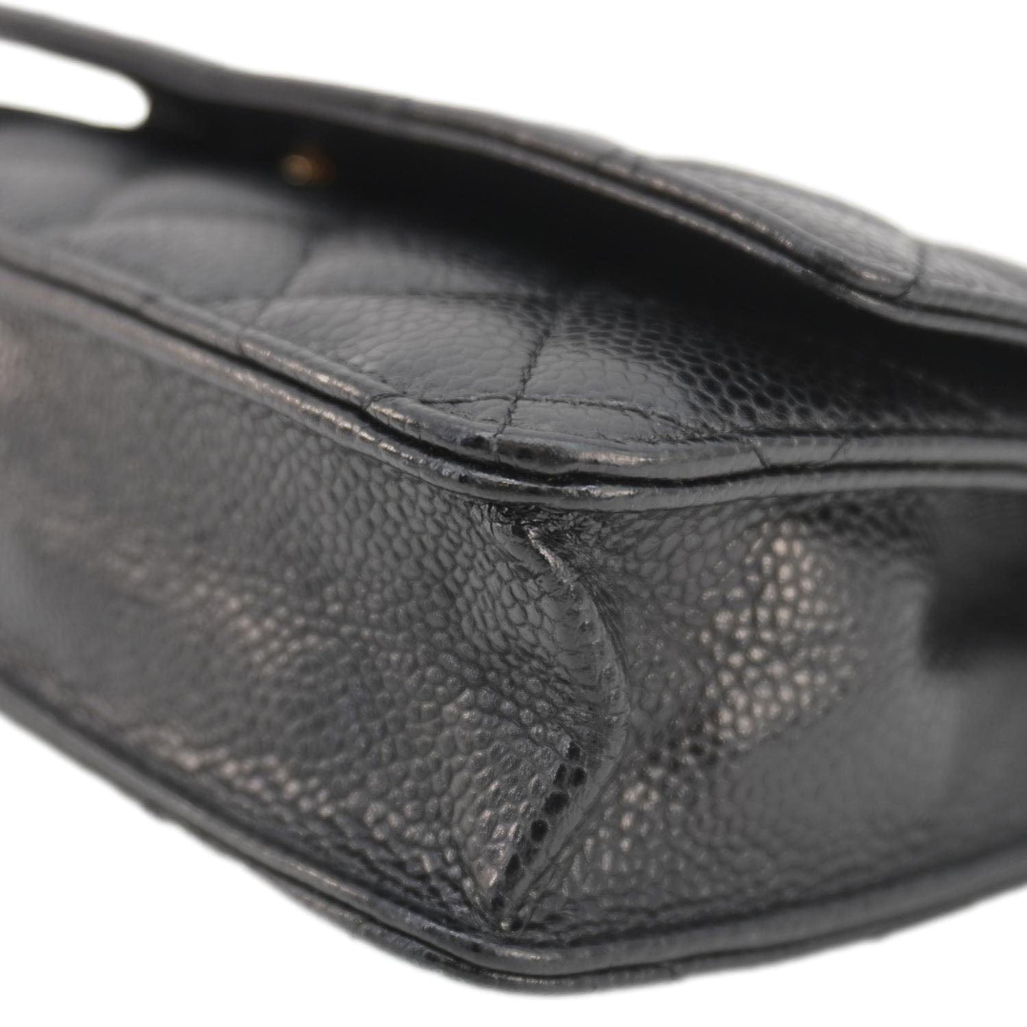 Chanel Wallet On Chain Quilted Caviar Leather Crossbody Bag Black