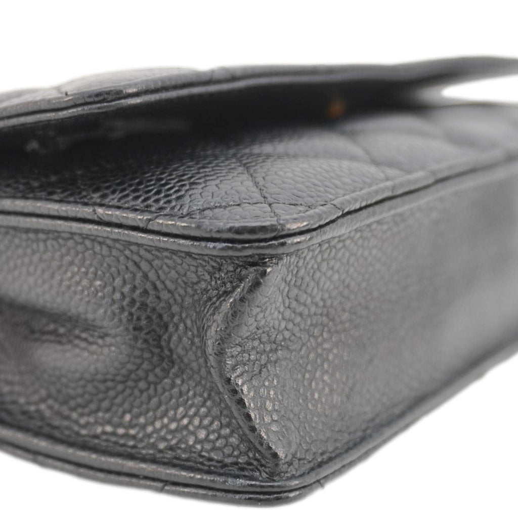 Chanel Wallet On Chain Quilted Caviar Leather Crossbody Bag Black