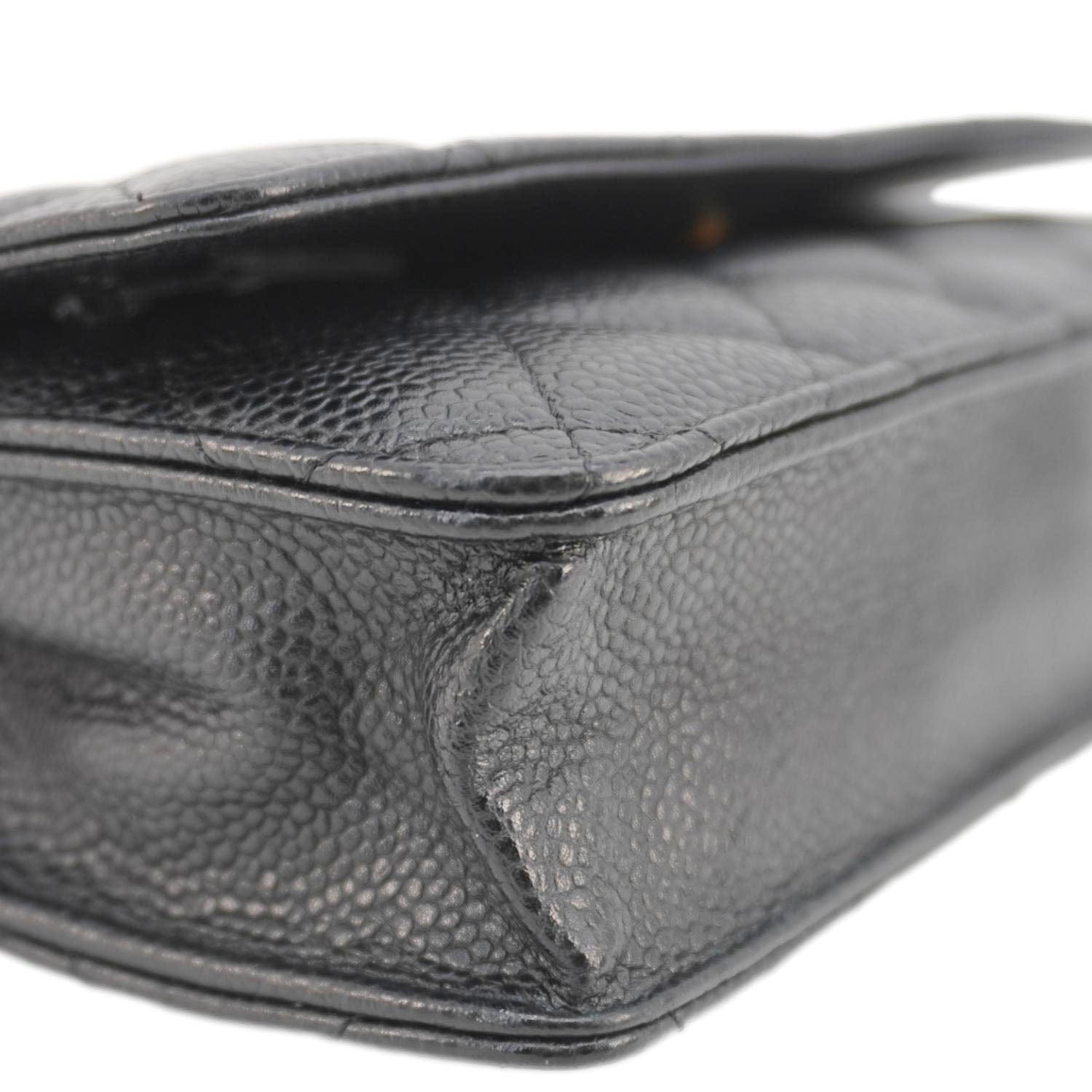 Chanel Wallet On Chain Quilted Caviar Leather Crossbody Bag Black