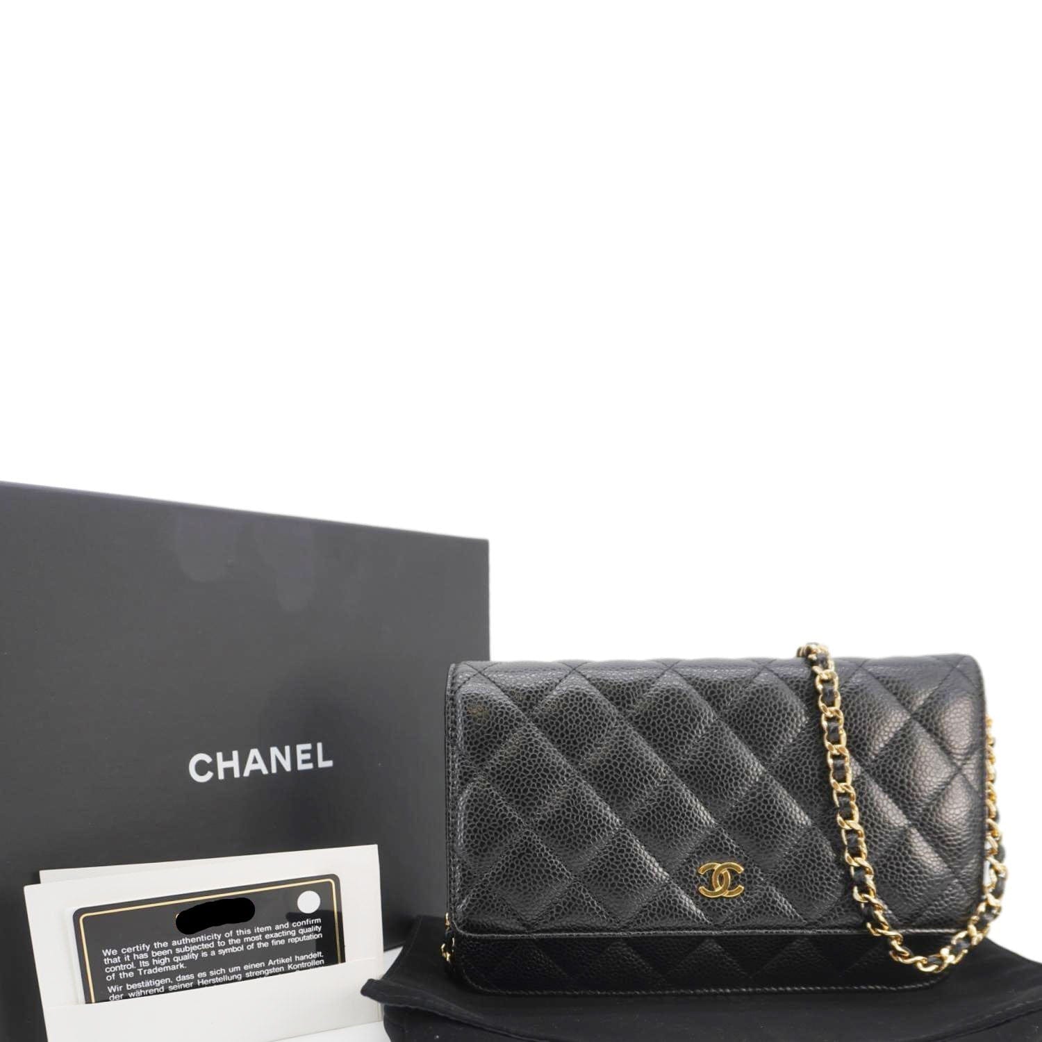 Chanel Wallet On Chain Quilted Caviar Leather Crossbody Bag Black