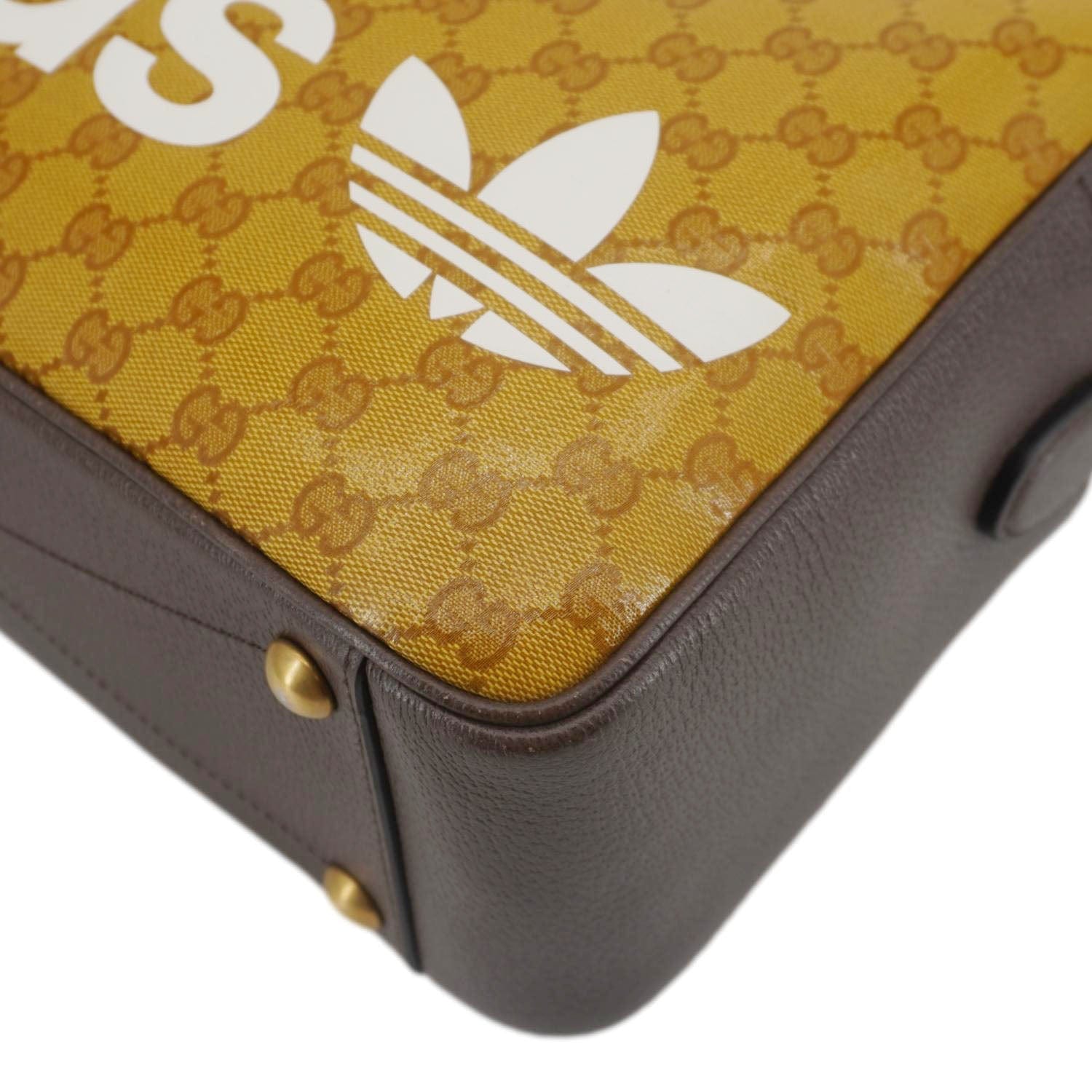 GUCCI X ADIDAS Web Gucci Crystal Canvas Messenger Bag Brown 702430