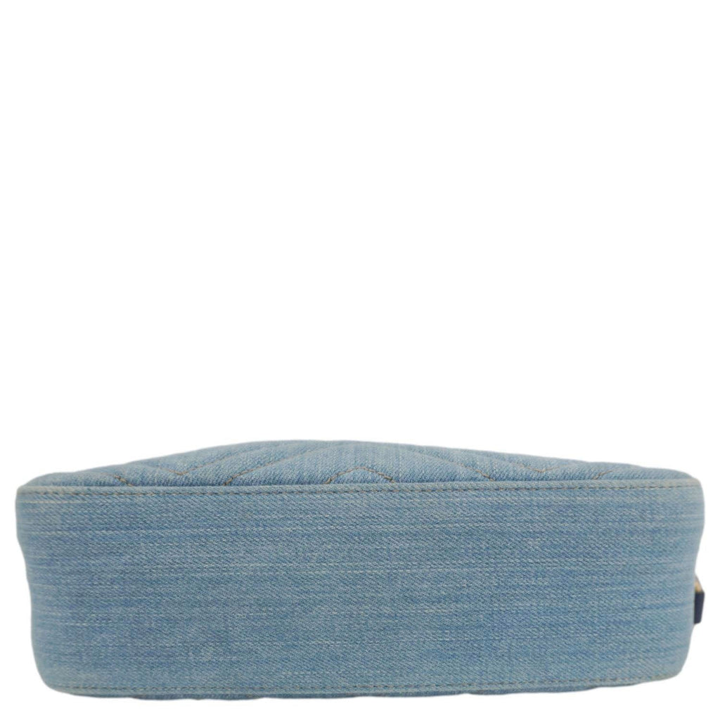 GUCCI Pearl Gucci Marmont Small Denim Crossbody Bag Blue 447632