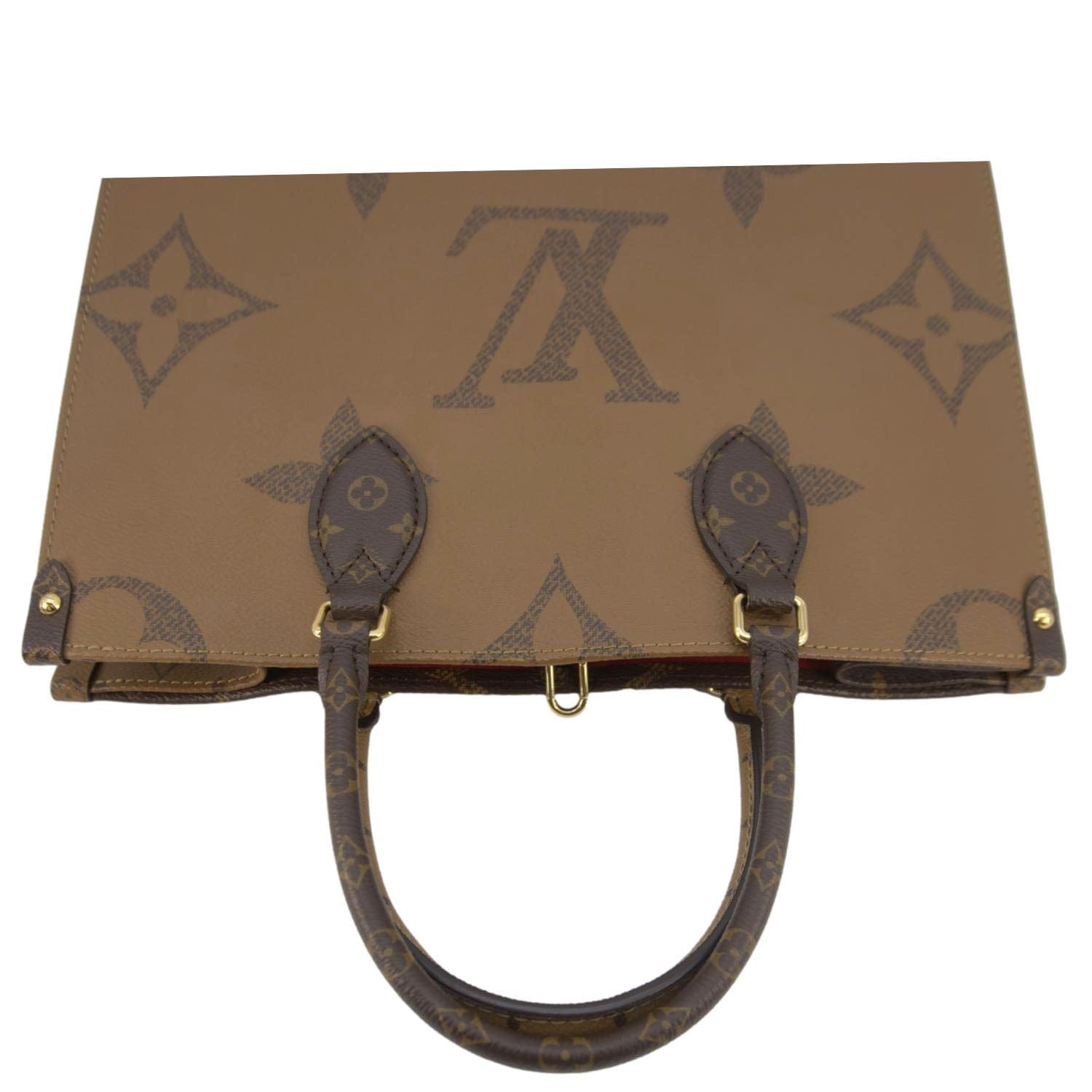 LOUIS VUITTON Onthego MM Giant Monogram Canvas Tote Shoulder Bag Brown
