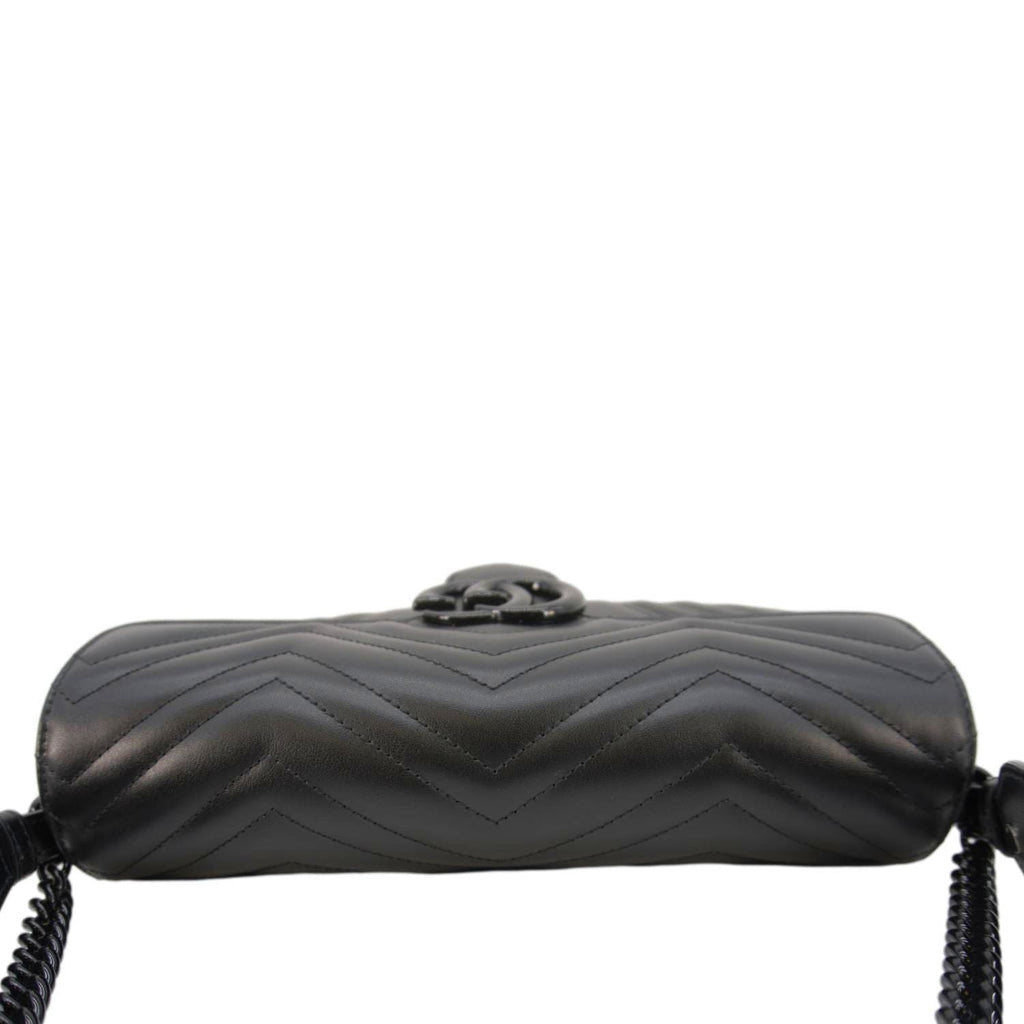 GUCCI Gucci Marmont Small Leather Shoulder Bag Black 734814