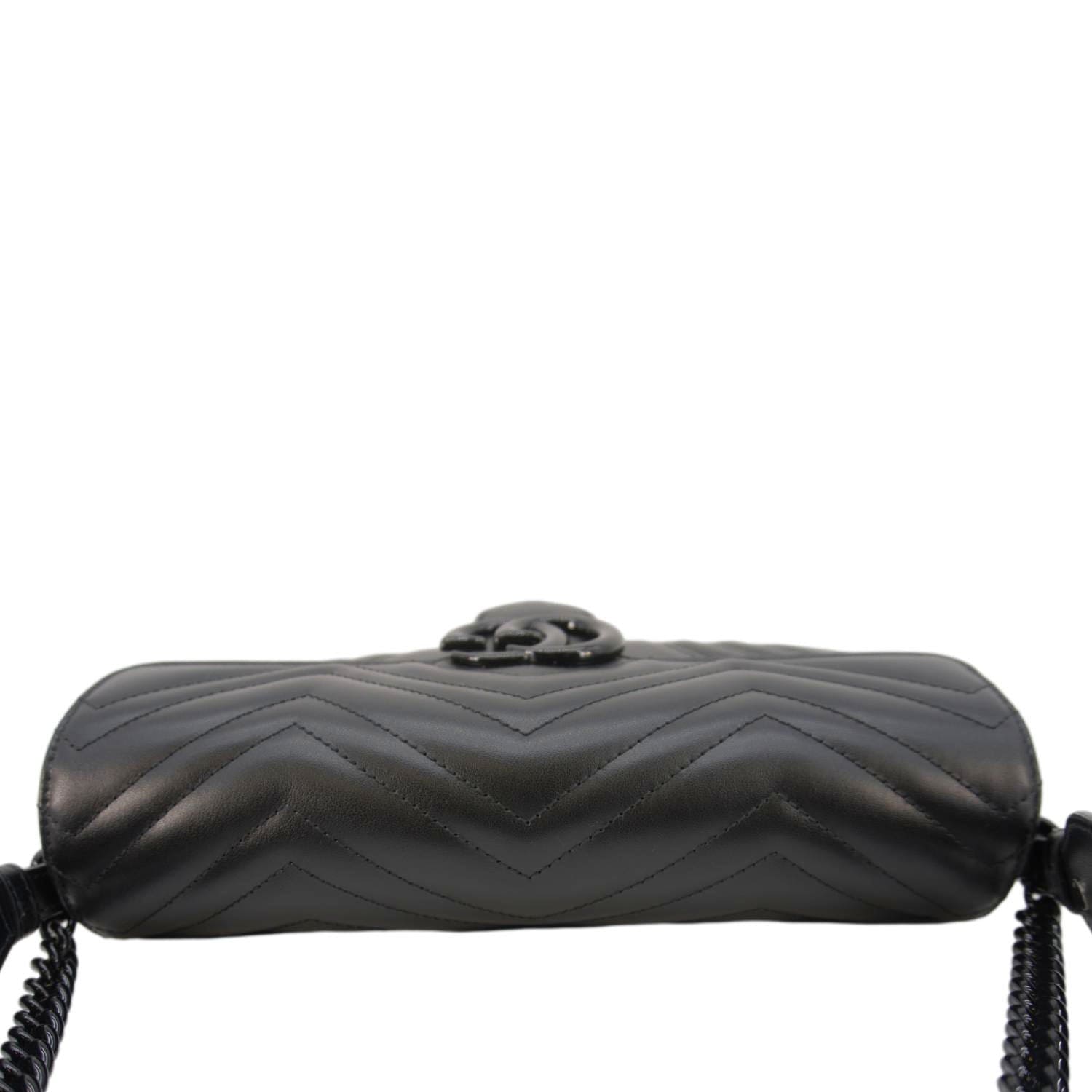 GUCCI Gucci Marmont Small Leather Shoulder Bag Black 734814
