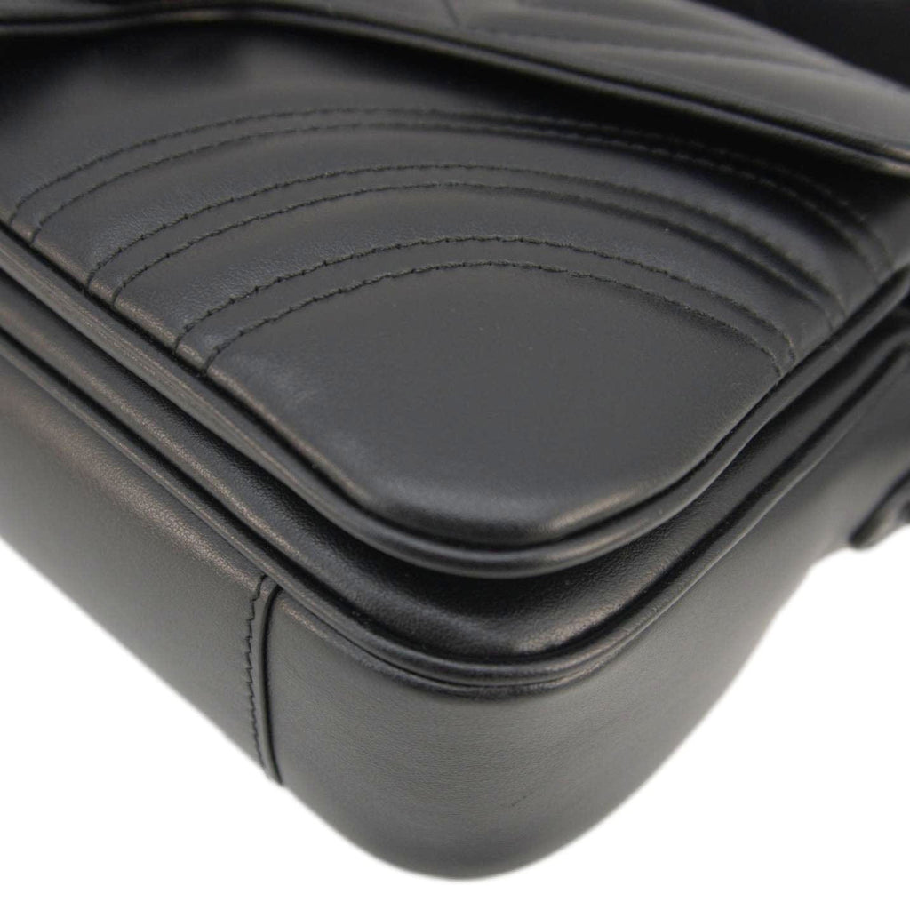 GUCCI Gucci Marmont Small Leather Shoulder Bag Black 734814
