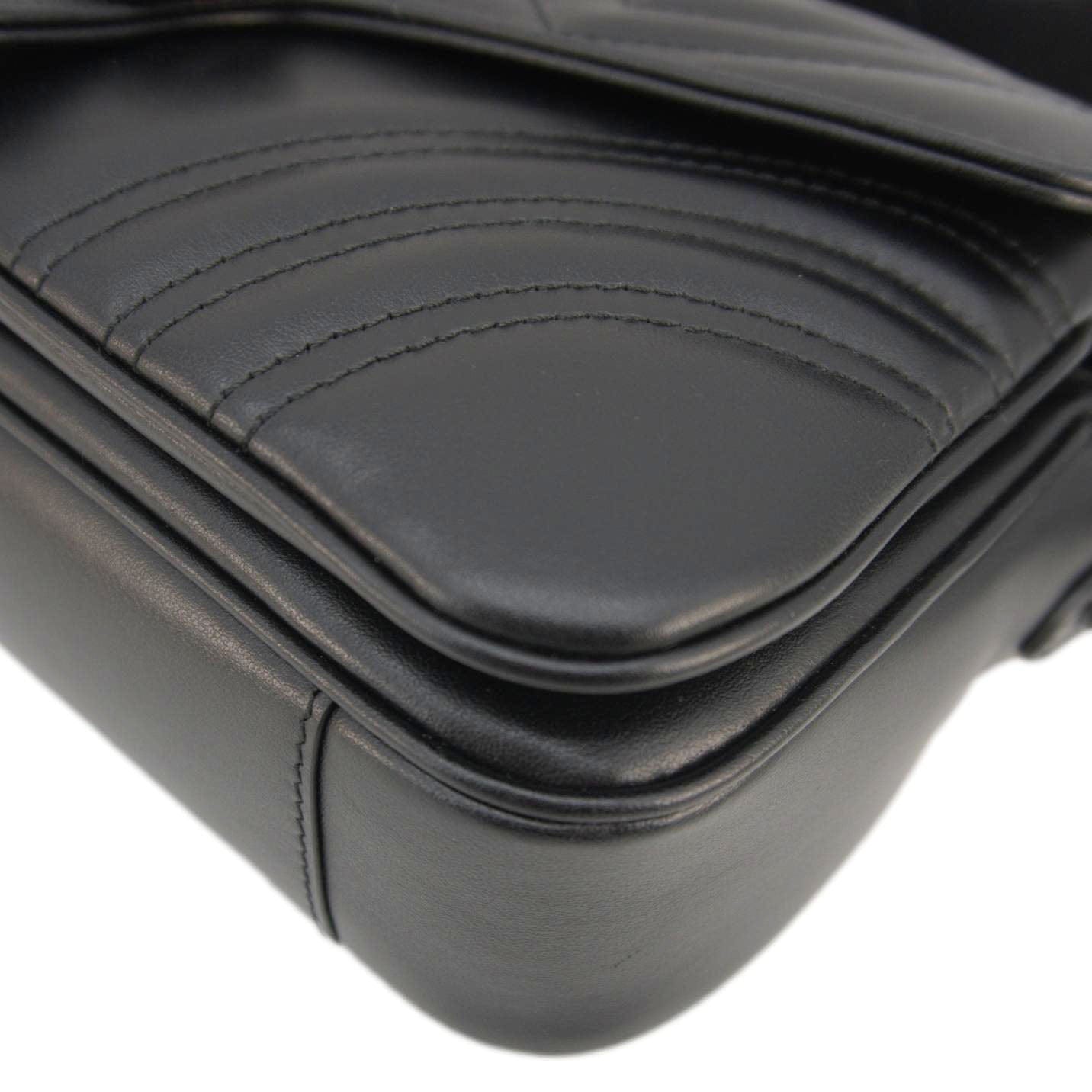 GUCCI Gucci Marmont Small Leather Shoulder Bag Black 734814
