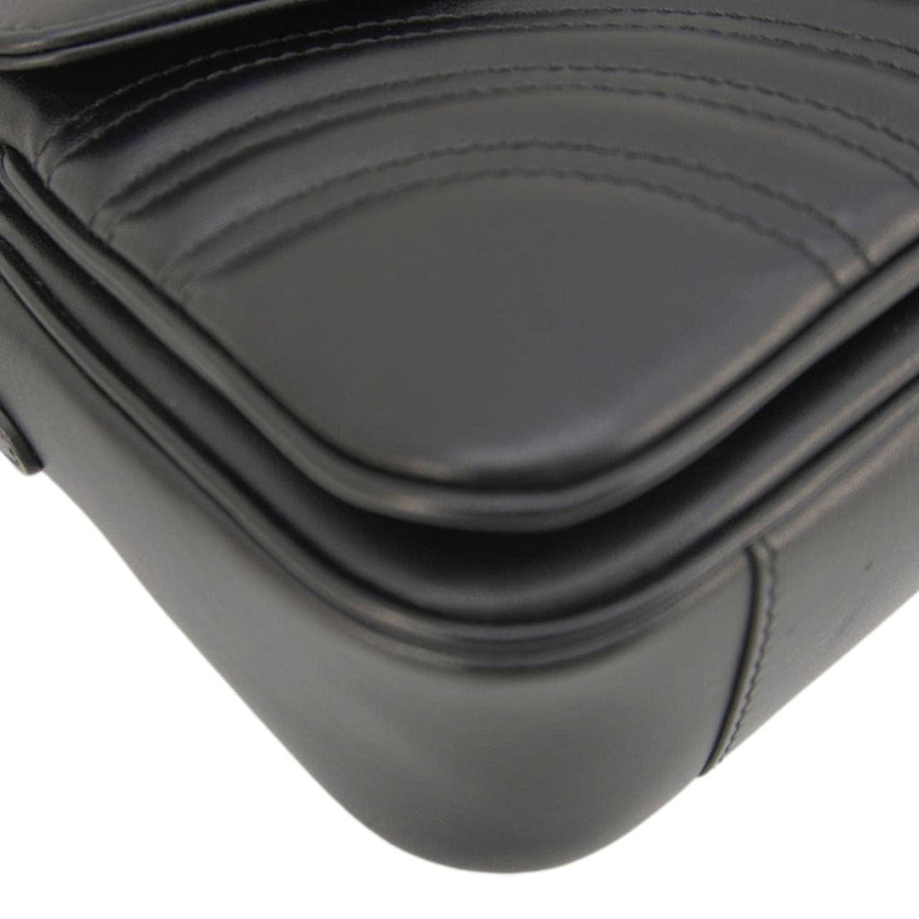 GUCCI Gucci Marmont Small Leather Shoulder Bag Black 734814