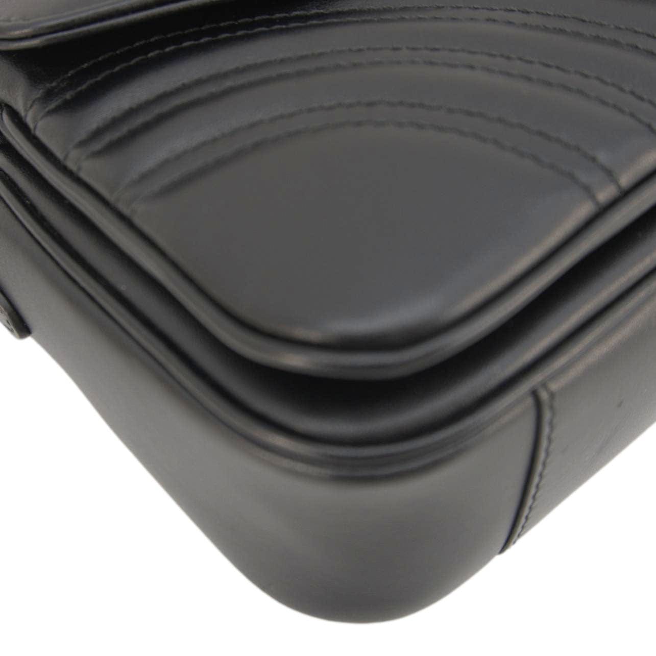 GUCCI Gucci Marmont Small Leather Shoulder Bag Black 734814