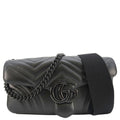 GUCCI Gucci Marmont Small Leather Shoulder Bag Black 734814