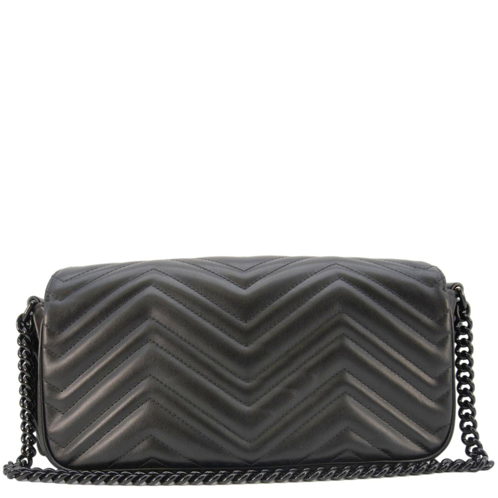 GUCCI Gucci Marmont Small Leather Shoulder Bag Black 734814