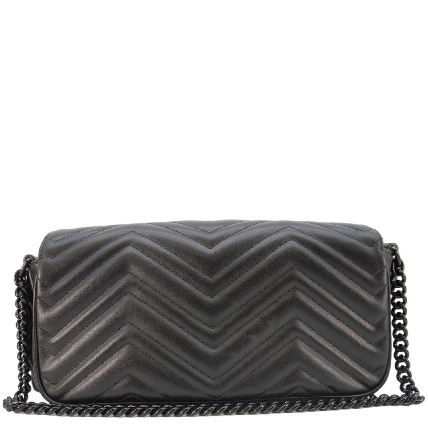 GUCCI Gucci Marmont Small Leather Shoulder Bag Black 734814
