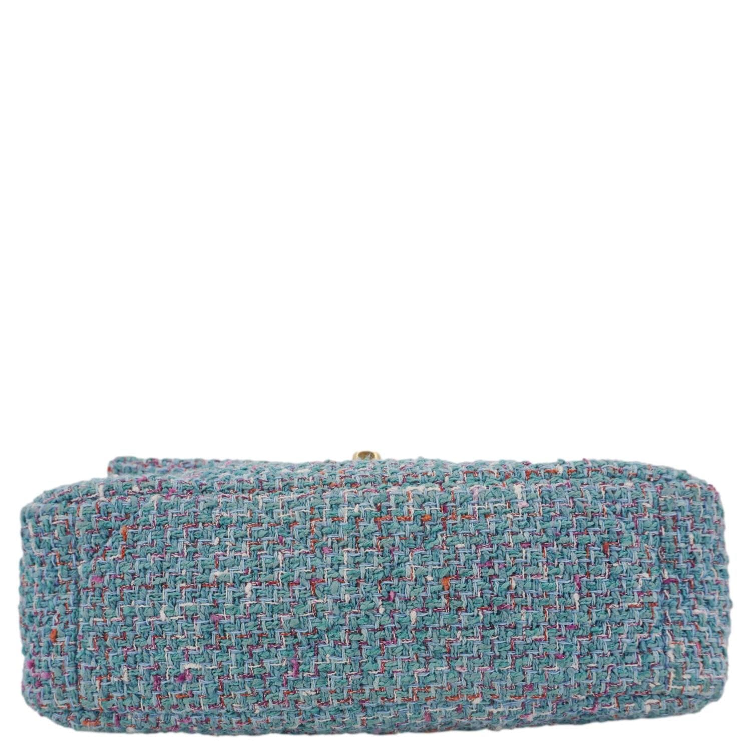 Chanel 19 Flap Medium Quilted Tweed Shoulder Bag Blue