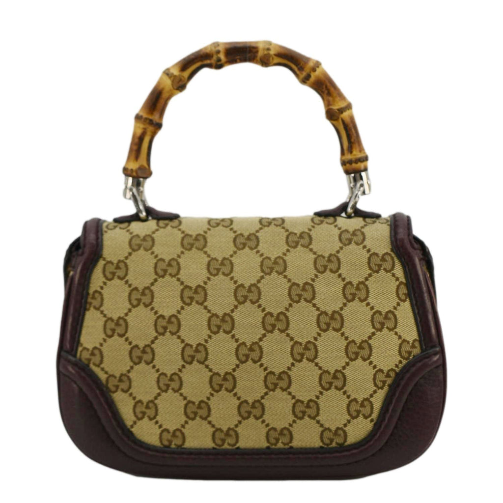 GUCCI Bamboo Gucci Canvas Top Handle Shoulder Bag Beige 247143