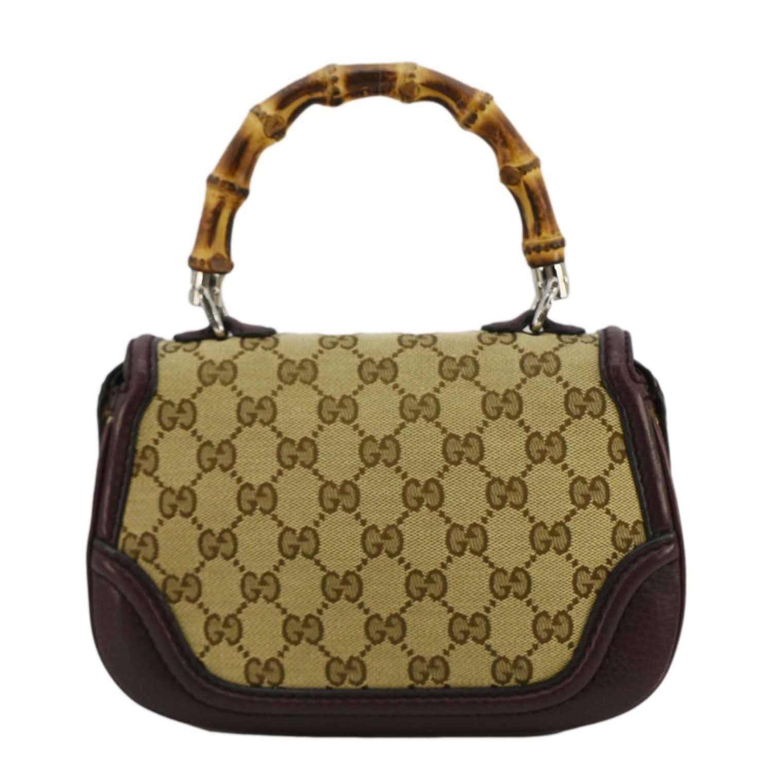 GUCCI Bamboo Gucci Canvas Top Handle Shoulder Bag Beige 247143