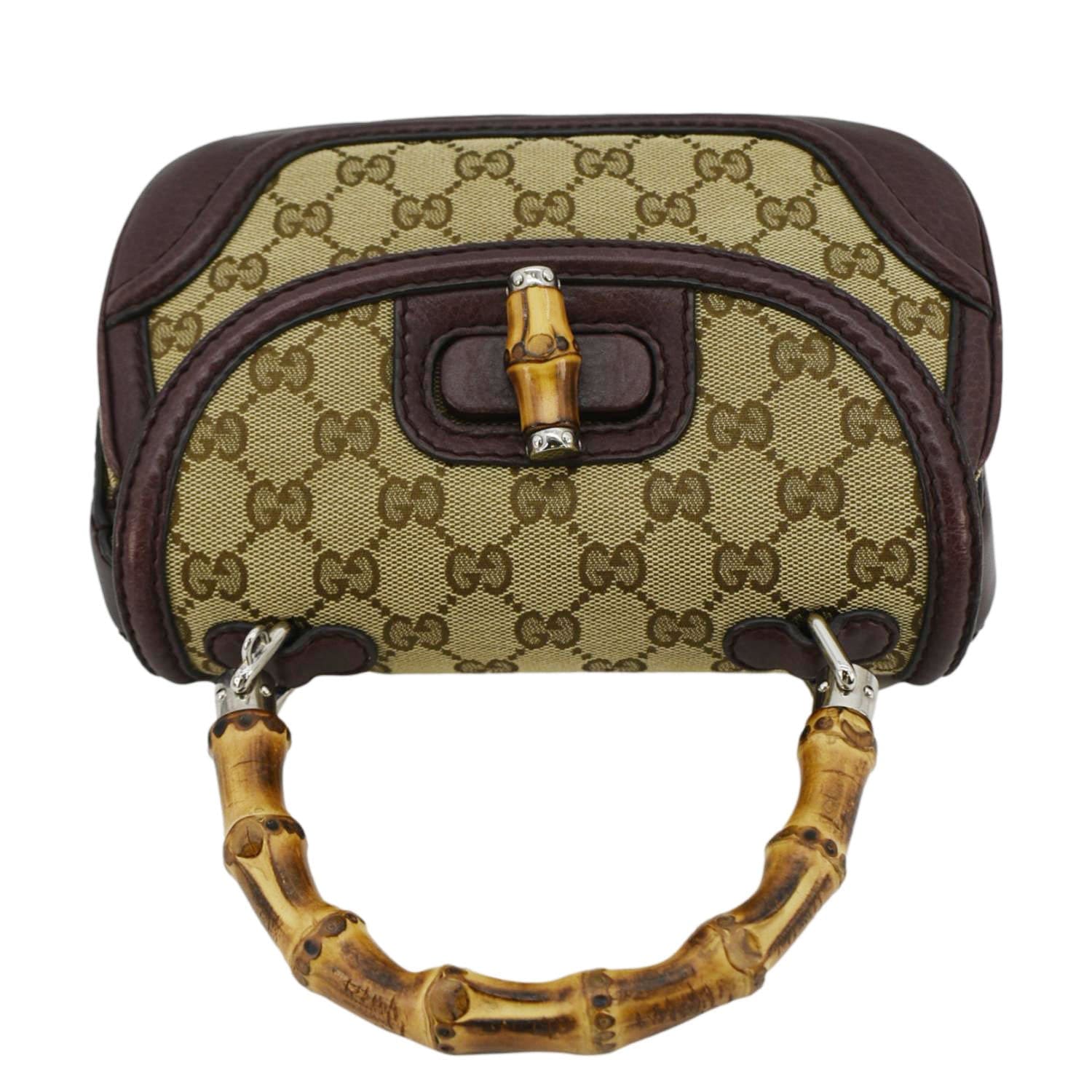 GUCCI Bamboo Gucci Canvas Top Handle Shoulder Bag Beige 247143