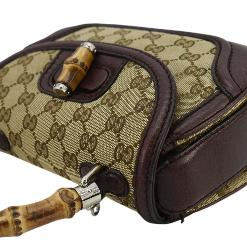 GUCCI Bamboo Gucci Canvas Top Handle Shoulder Bag Beige 247143